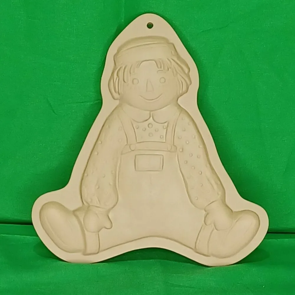 Vtg 1986 Brown Bag Cookie Art Mold Raggedy Andy Hill Design Ceramic Wall Hanging